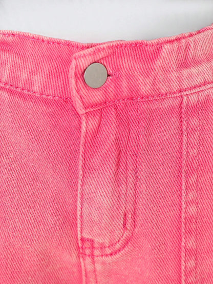 Young Girl Flap Pocket Side Wide Leg Jeans