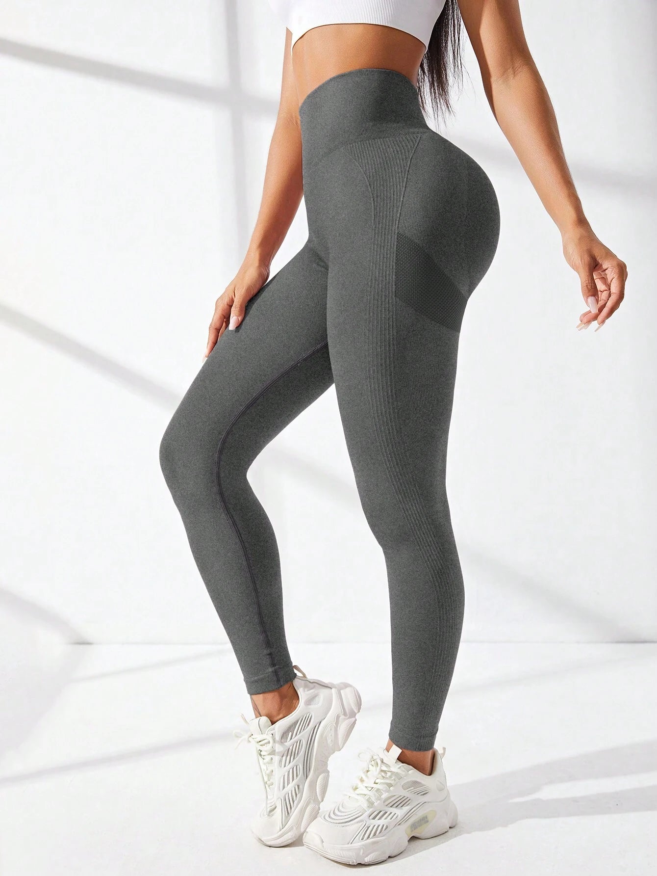 Yoga Basic Yoga Leggings Seamless High Stretch Tummy Control Scrunch Butt Active Tights with Wideband Waist