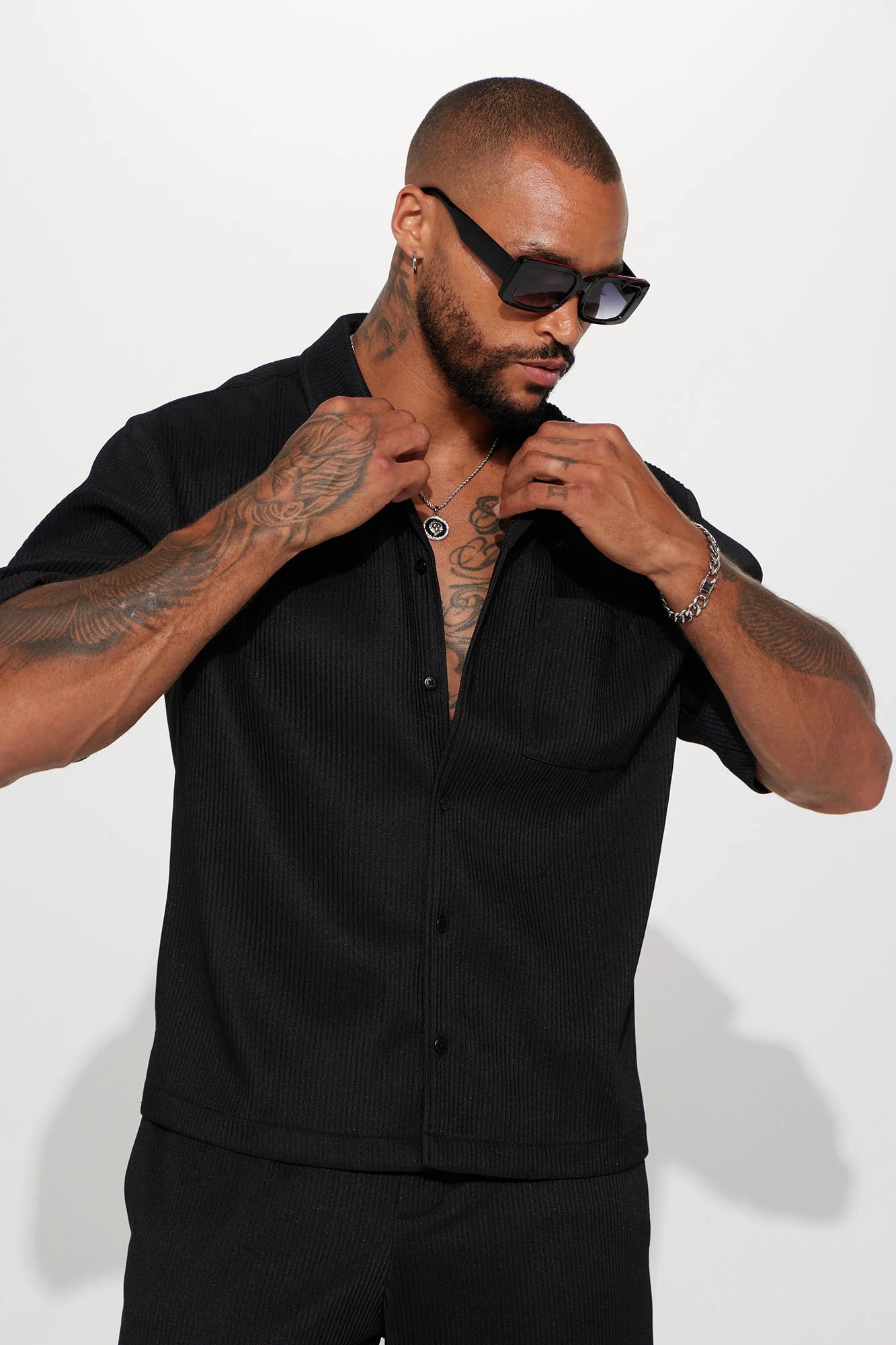 Show up Short Sleeve Cuban Shirt - Black