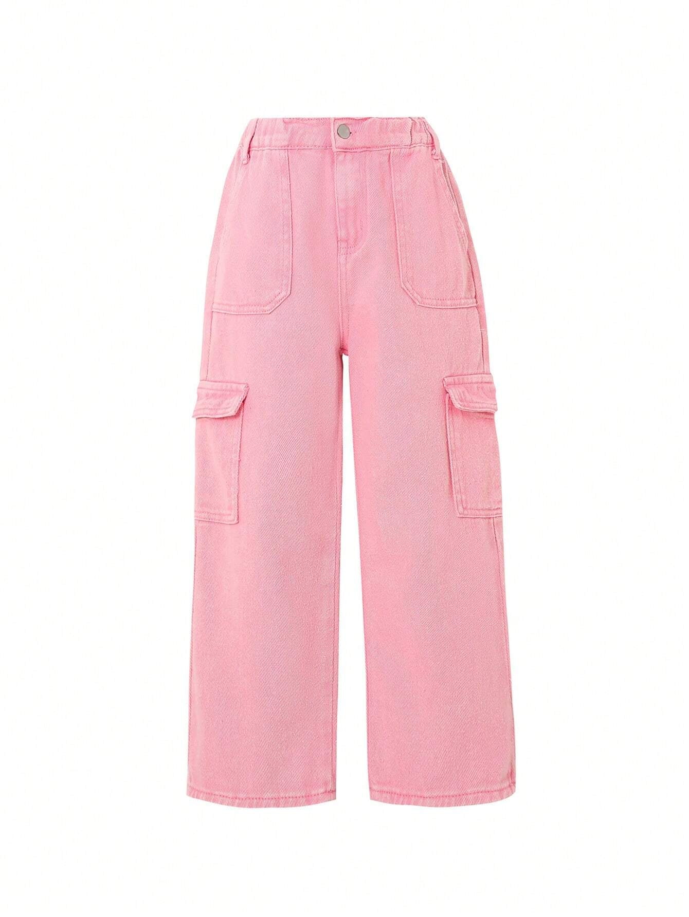 Young Girl Flap Pocket Side Wide Leg Jeans