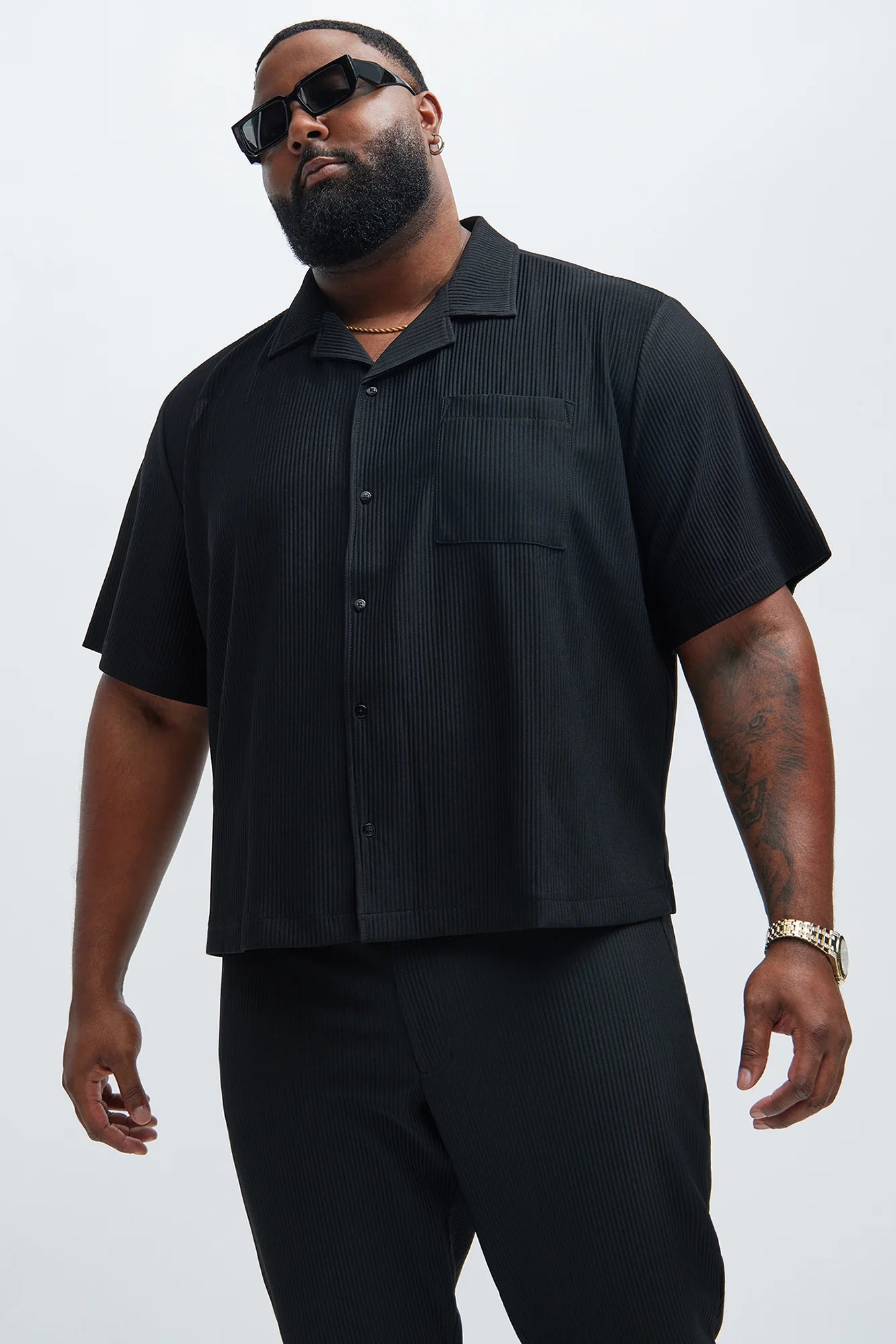 Show up Short Sleeve Cuban Shirt - Black